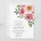 Invitation Mariage floral moderne Peach Blush (Devant)