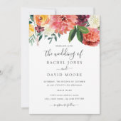 Invitation Mariage floral moderne Peach Burgundy (Devant)