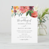 Invitation Mariage floral moderne Peach Burgundy (Debout devant)
