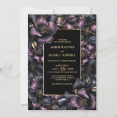 Invitation Mariage floral moderne rose et gris Dusty (Devant)