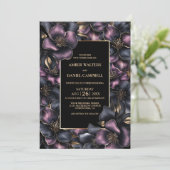 Invitation Mariage floral moderne rose et gris Dusty (Debout devant)