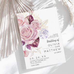 Invitation Mariage Floral Moderne Rose Gold