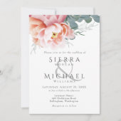 Invitation Mariage floral moderne rose pâle rose rose (Devant)