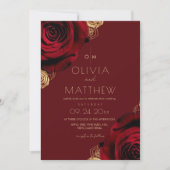 Invitation Mariage Floral Moderne Rose Rouge Rustique  (Devant)