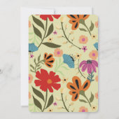 Invitation Mariage floral moderne rouge et jaune Enregistrer  (Dos)