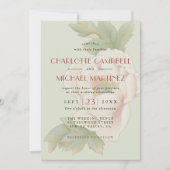 Invitation Mariage floral moderne Sage vert rose pâle rose (Devant)