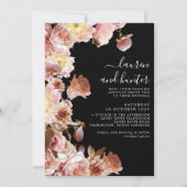 Invitation Mariage floral moderne sombre Moody Blush Rose Scr (Devant)