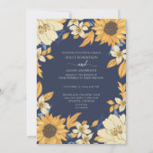 Invitation Mariage floral moderne Sunflower bleu jaune crème (Devant)