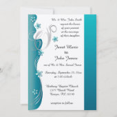 Invitation Mariage floral moderne | Turquoise et argent (Devant)