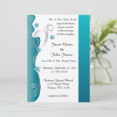 Invitation Mariage floral moderne | Turquoise et argent (Debout devant)
