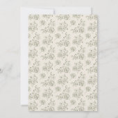 Invitation Mariage Floral Monogrammé Vert Vintage (Dos)