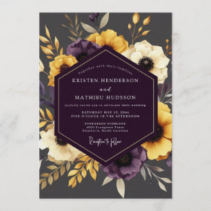 Invitation Mariage Floral Moutarde & Prune Moody