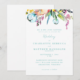 Invitation Mariage Floral Multicolore de Fleur Sauvage