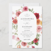 Invitation Mariage Floral multicolore été 2 (Devant)