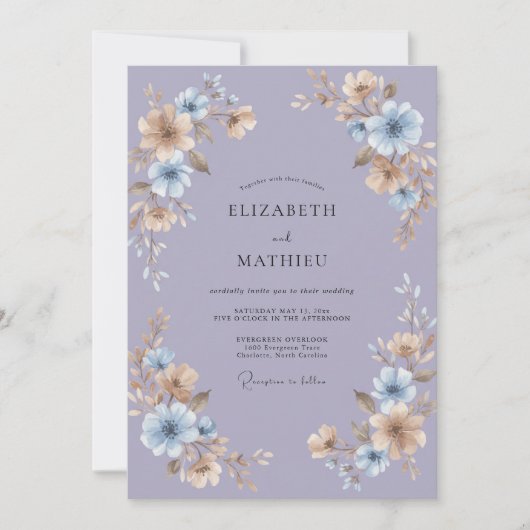 Invitation Mariage Floral Myosotis (Devant)
