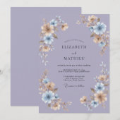Invitation Mariage Floral Myosotis (Devant / Derrière)