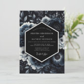 Invitation Mariage Floral Navy Moody (Debout devant)