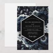Invitation Mariage Floral Navy Moody (Devant / Derrière)