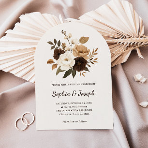 Invitation Mariage Floral Neutre et Brun