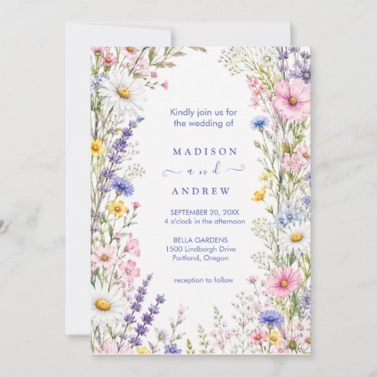 Invitation Mariage Floral Neutre Rustique (Devant)