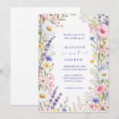 Invitation Mariage Floral Neutre Rustique (Devant / Derrière)