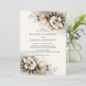 Invitation Mariage Floral Neutre Rustique (Debout devant)