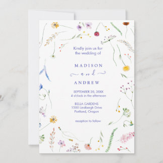 Invitation Mariage Floral Neutre Rustique
