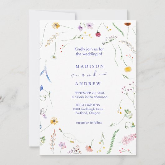 Invitation Mariage Floral Neutre Rustique (Devant)