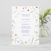 Invitation Mariage Floral Neutre Rustique (Debout devant)