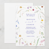 Invitation Mariage Floral Neutre Rustique (Devant / Derrière)