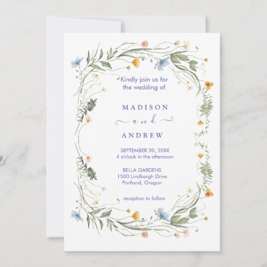 Invitation Mariage Floral Neutre Rustique (Devant)