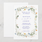 Invitation Mariage Floral Neutre Rustique (Devant / Derrière)