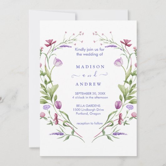 Invitation Mariage Floral Neutre Rustique (Devant)