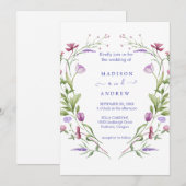 Invitation Mariage Floral Neutre Rustique (Devant / Derrière)