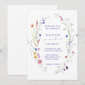 Invitation Mariage Floral Neutre Rustique (Devant / Derrière)