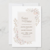 Invitation Mariage floral neutre rustique Enregistrer la date (Devant)
