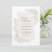 Invitation Mariage floral neutre rustique Enregistrer la date (Debout devant)