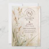 Invitation Mariage floral neutre séché (Devant)