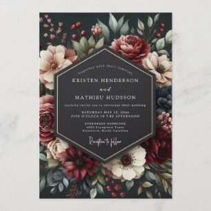 Invitation Mariage Floral Nocturne Bourguignon