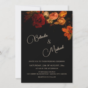 Invitation Mariage Floral Noir