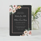 Invitation Mariage Floral noir (Debout devant)
