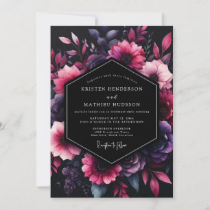 Invitation Mariage Floral Noir Améthyste