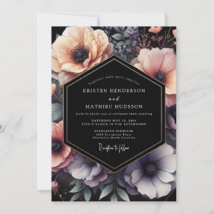Invitation Mariage Floral Noir aux Pêches