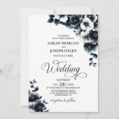 Invitation Mariage Floral noir blanc (Devant)