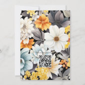 Invitation Mariage floral noir, blanc et or (Dos)