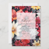 Invitation Mariage floral noir, blanc et rouge (Devant)