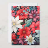 Invitation Mariage floral noir, blanc et rouge (Dos)