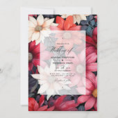 Invitation Mariage floral noir, blanc et rouge (Devant)