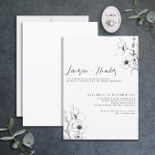 Invitation Mariage Floral noir blanc moderne