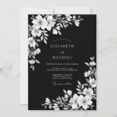 Invitation Mariage Floral Noir Blanc Romance (Devant)